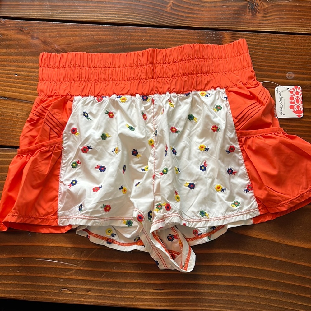 Free People Movement Get Your Flirt On Embroidered Shorts